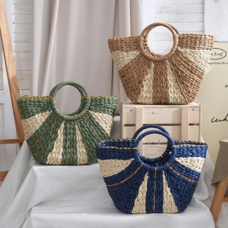 Women Bags Gold - Large Capacity Straw Woven Beach Bag