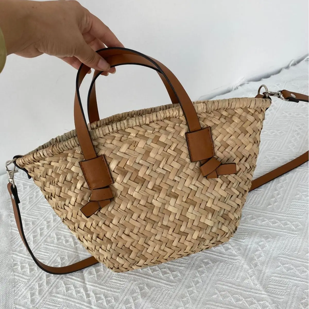 Basket Bag Wicker - Bohemian Straw Basket Bag Handmade Wicker