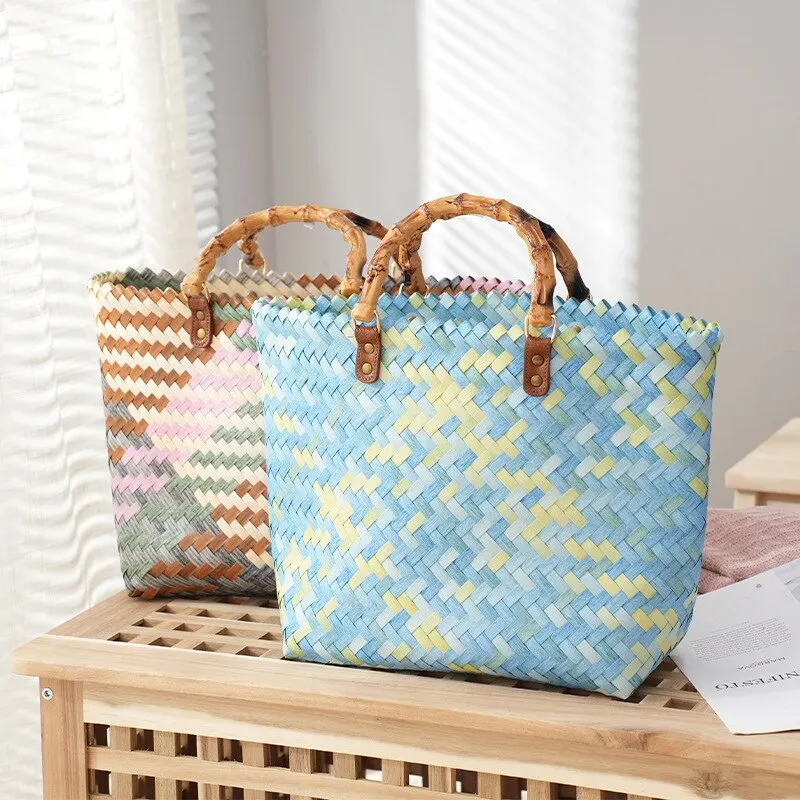 Vintage Bamboom Handle Rattan  - Basket Bag Wicker review and price