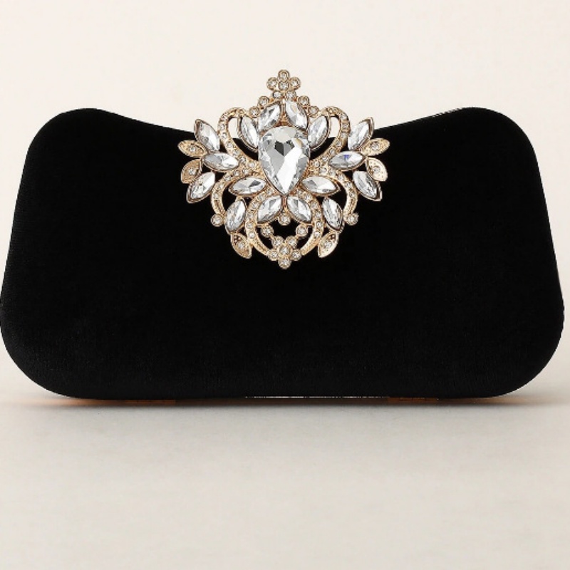 Dark Green Velvet Clutch Bag L - Women Bags Gold review and price