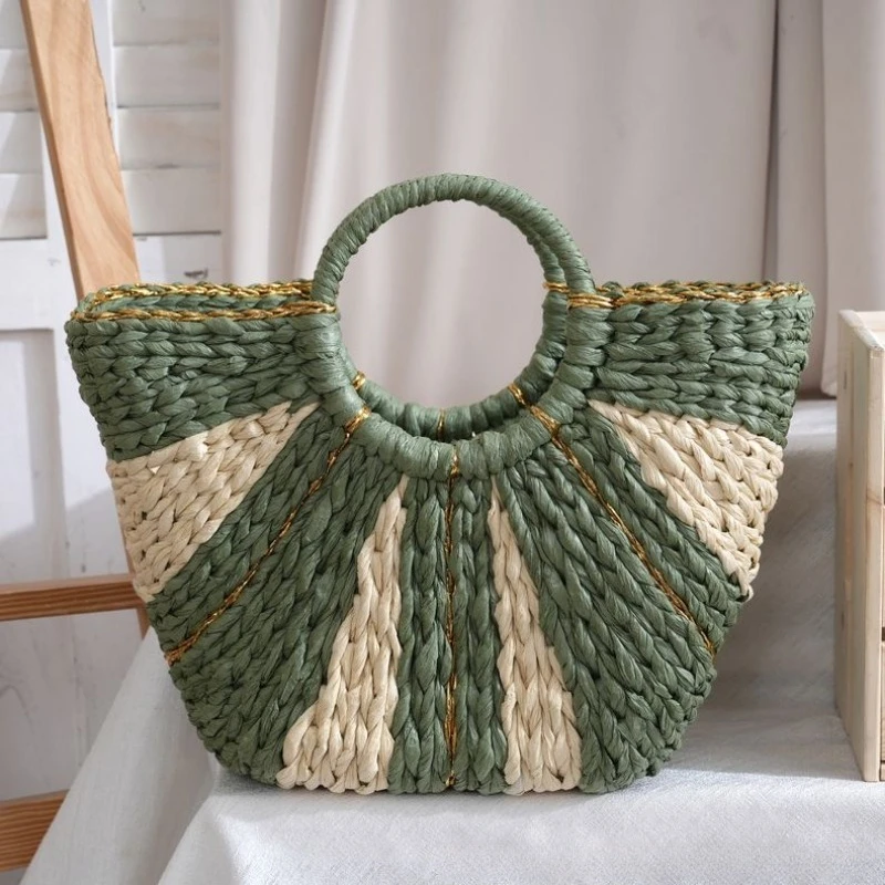 Large Capacity Straw Woven Bea - Women Bags Gold review and price