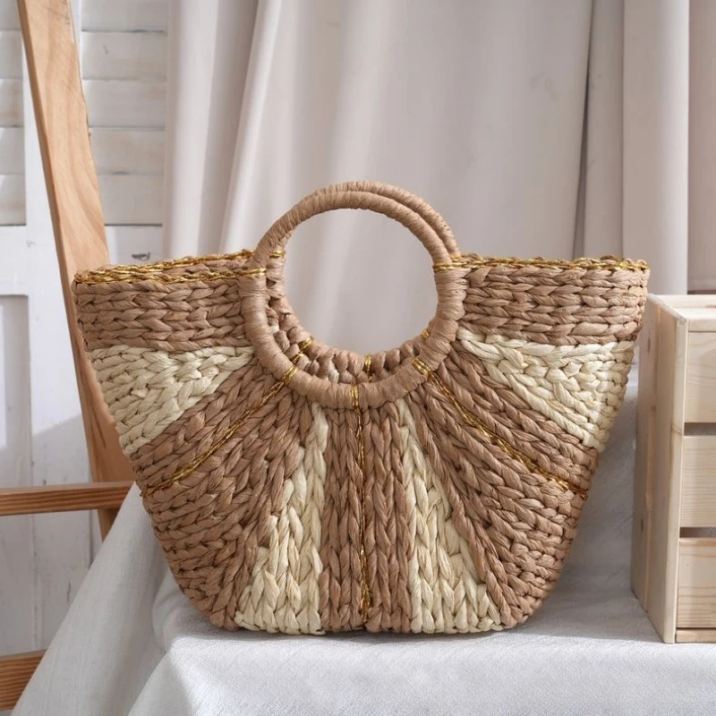 Large Capacity Straw Woven Bea - Women Bags Gold review and price