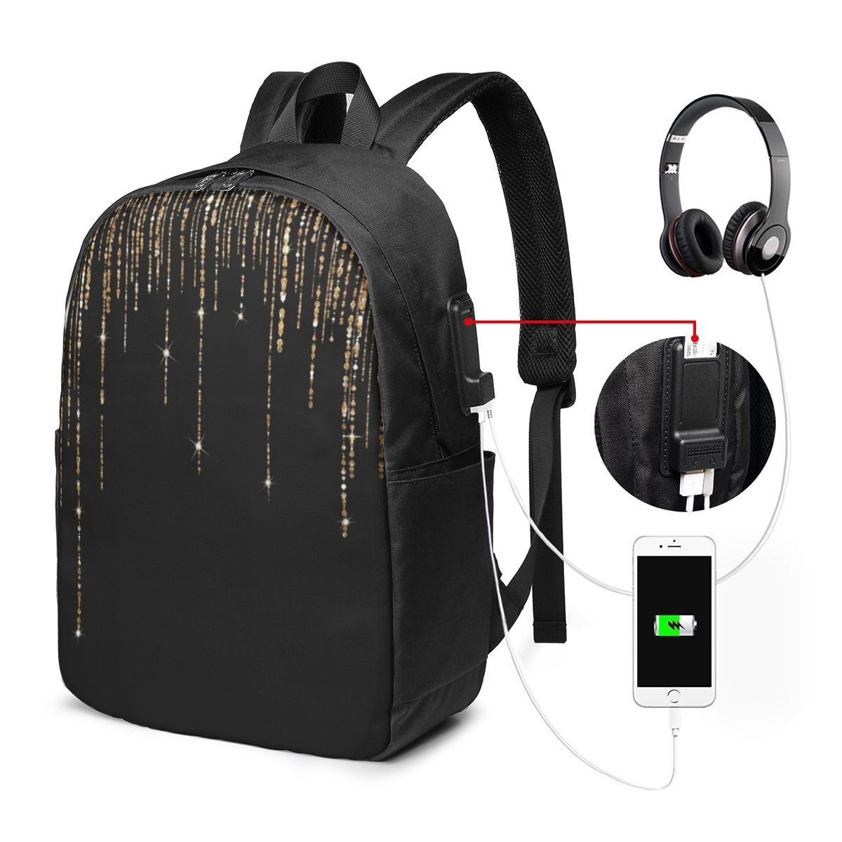Black And Gold Glitter Pattern - Women Bags Gold review and price