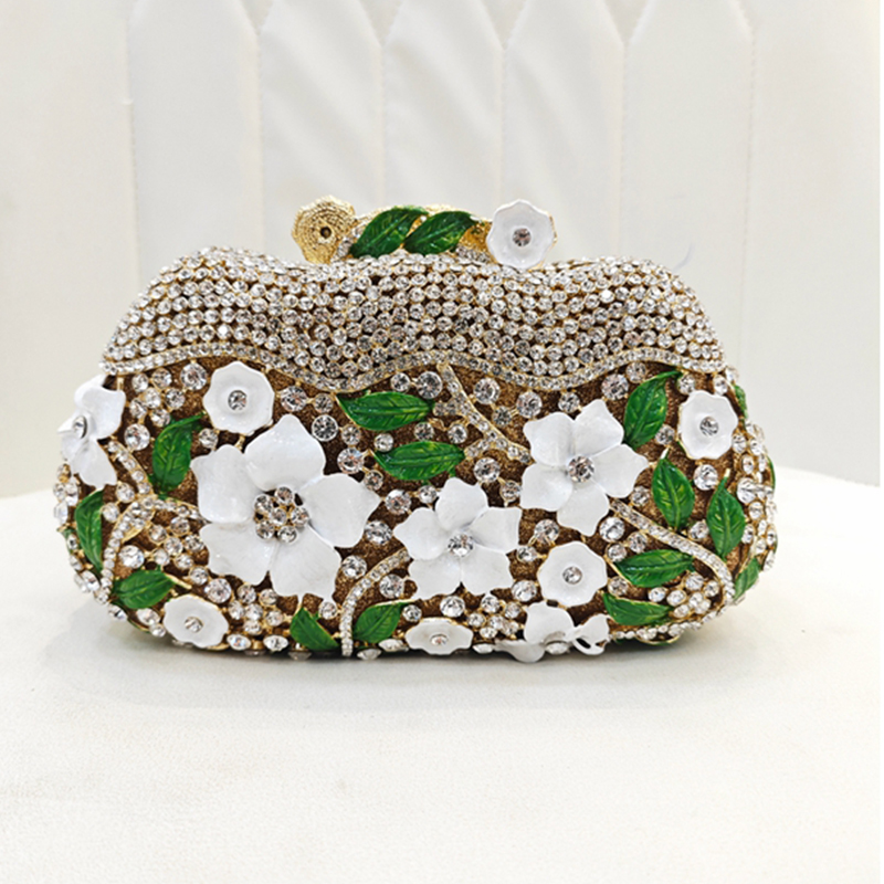 Gold Metal Flower Diamond Even - Women Bags Gold review and price