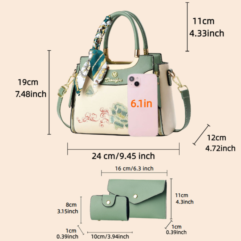 3-piece embroidered handbag se - Women Bags Rack review and price