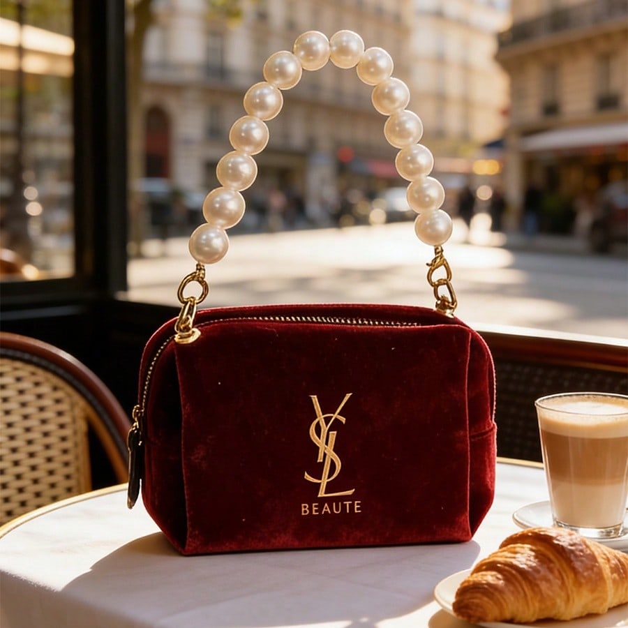 YSL Wine‑Red Velvet Cosmetic B - Women'S Ysl Bags Tote review and price