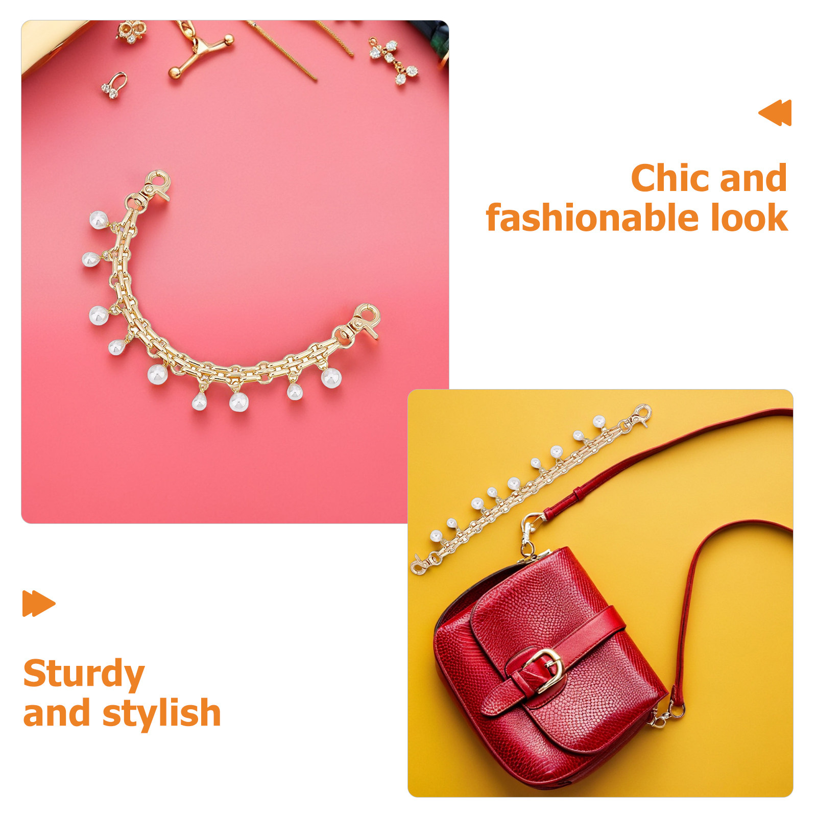 Gold Metal Pearl Purse Chain E - Women Bags Gold review and price
